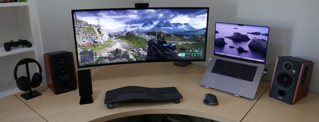 LG Ultrawide monitor showing a video game.