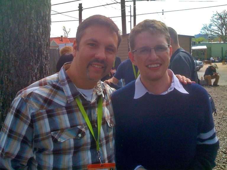 Me and Matt Mullenweg at WordPress BBQ meetup at SXSW 2009